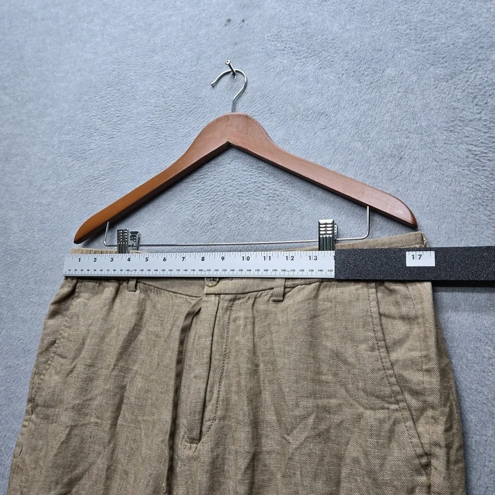 Banana Republic Men Pants 34X30 Tan Cotton Linen Dress Mason Athletic Tapered
